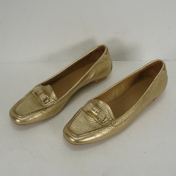 prada shoes gold